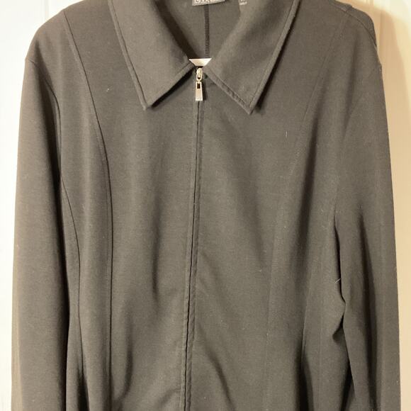 NY & CO Black Princess Seam Zip Front Long Sleeve Jacket XL - Picture 2 of 6